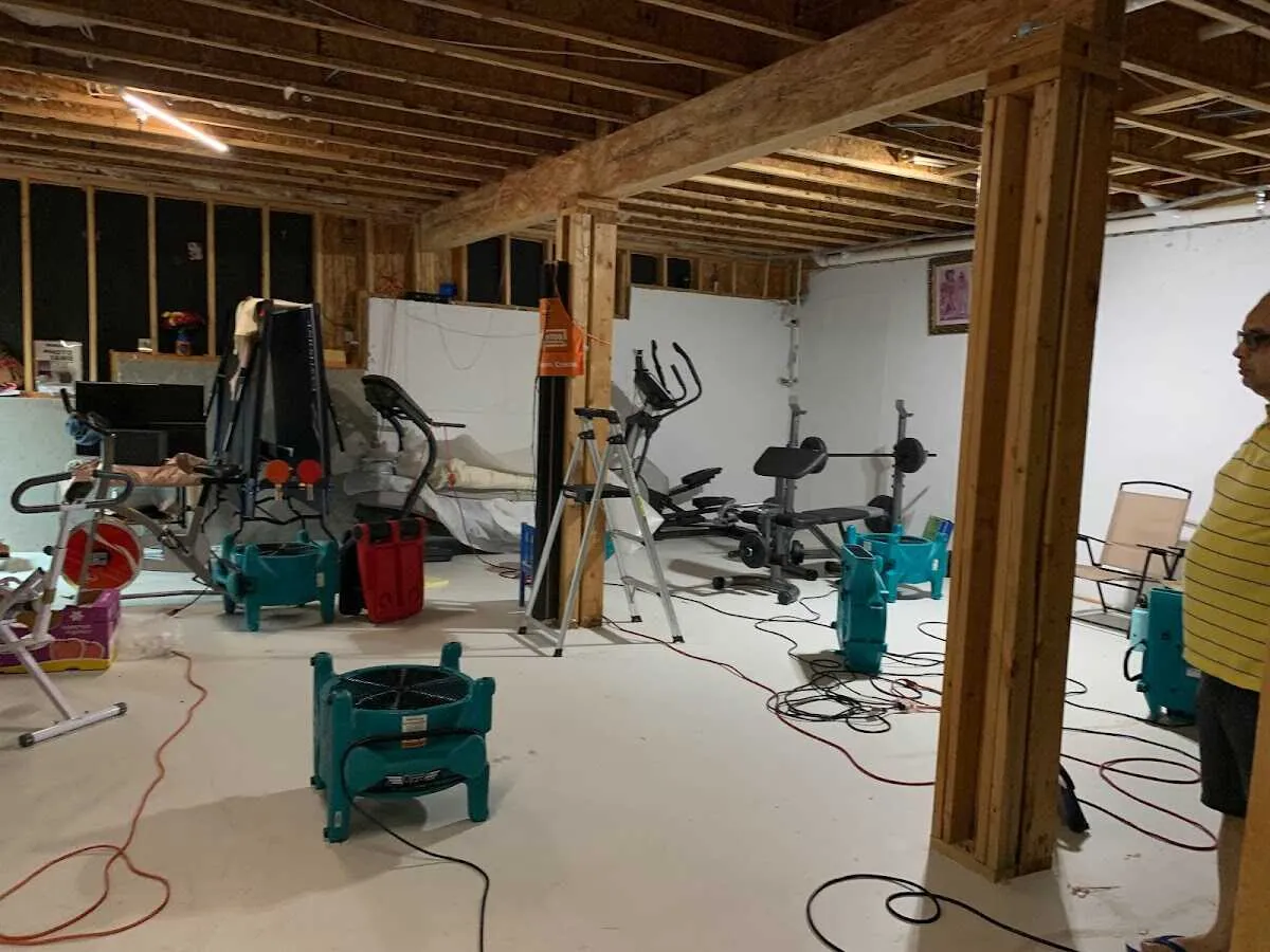 Basement drying equipment setup for Contents Cleaning & Restoration in Snyder