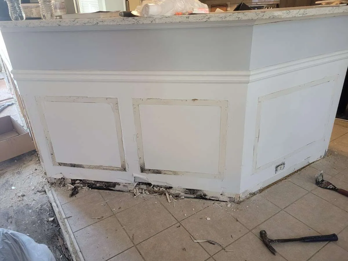 Water damage and mold on kitchen during Storm Damage Restoration in Snyder